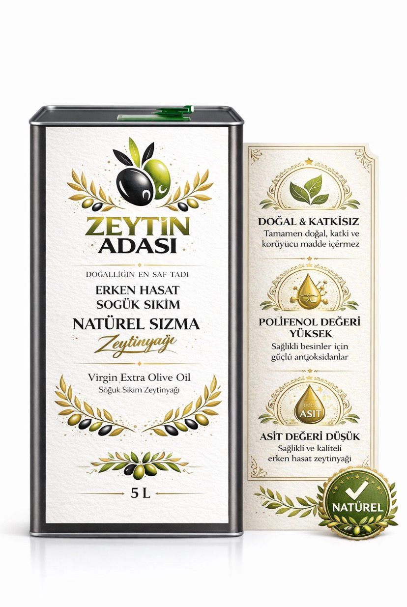 Zeytin Adası Erken Hasat Soğuk Sıkım Natürel Sızma Zeytinyağı (5 Litre) Zeytin Adası Erken Hasat Soğuk Sıkım Natürel Sızma Zeytinyağı (5 Litre) - Görsel 1