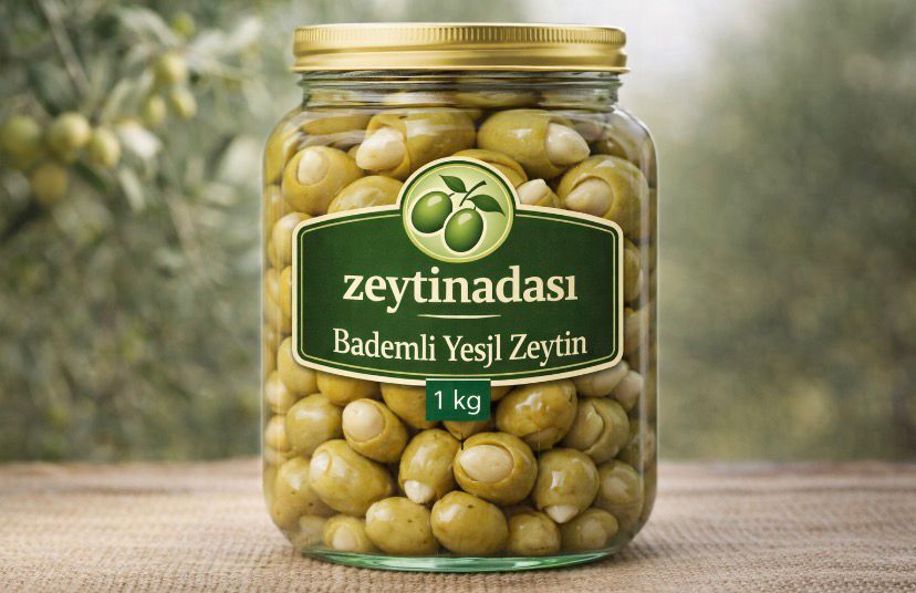 WhatsApp Image 2026-03-10 at 00.39.10 (2) Zeytinadası Bademli Yeşil Zeytin (1 kg) - Görsel 1